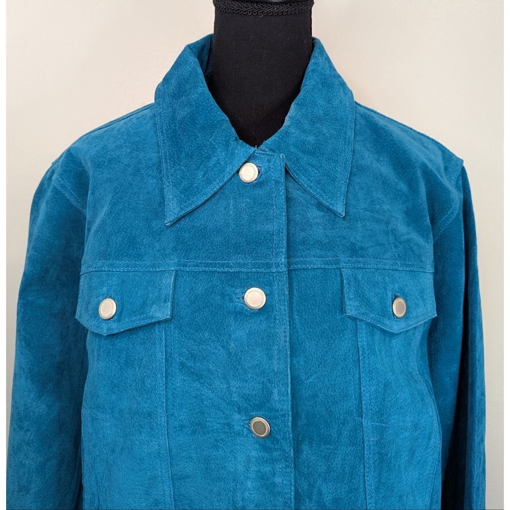 VTG Suede Dadcore Eclectic Grandma Coastal Cowgirl Preppy Chore Shacket LG - Picture 3 of 9